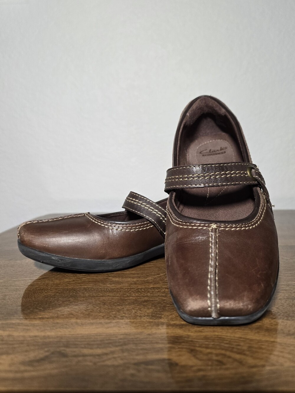 Clarks Haydn Maize Brown Leather Mary Jane Flats 8.5M